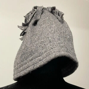 KUNA 60% alpaca 40% wool blend ponytail beanie hat heather gray